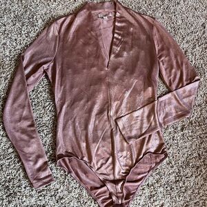 Elegant Rose Gold Long Sleeve Bodysuit